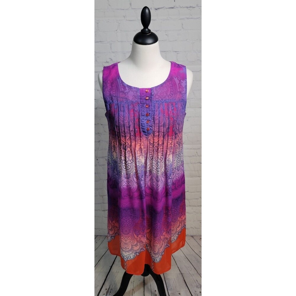 Chris McLaughlin Multicolored Sleeveless Dress Size 8 Paisley Print Pleated Midi